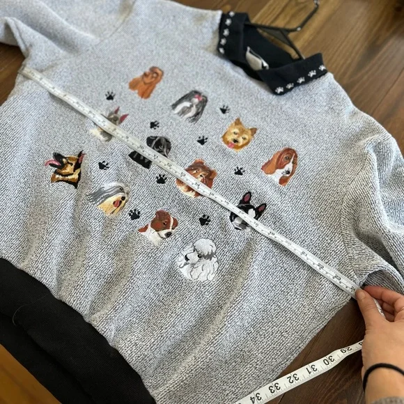 Vintage BonWorth Gray Embroidered Dog Sweater - Picture 4 of 4